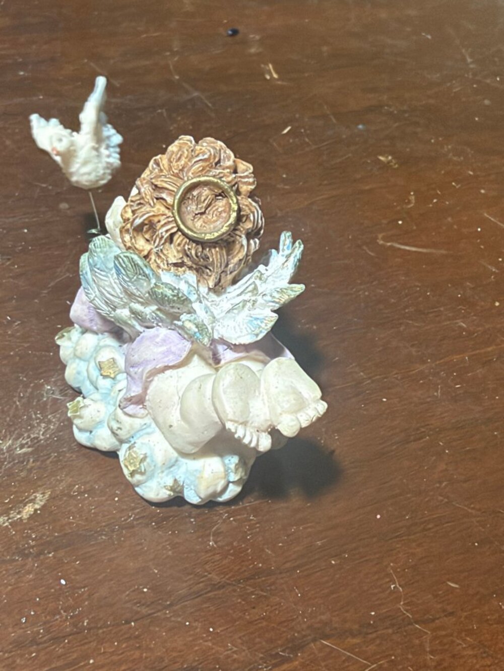 Murano Style Art Glass Angel – Latticino Stripes, Gold Flecks & Halo